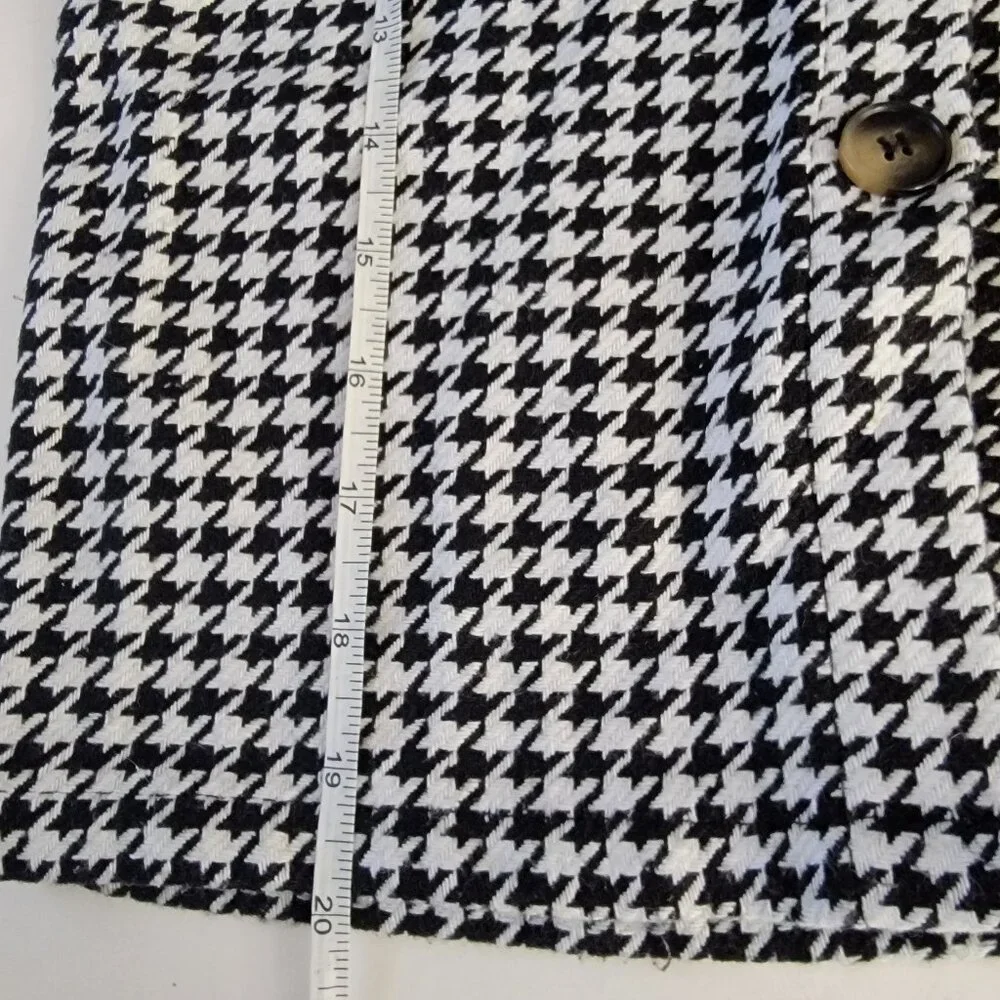 Girls Houndstooth Button Down Tweed Jacket Black White Size 7